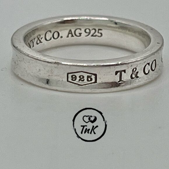 Tiffany & Co 1837 Ring - Narrow - 925 Silver - sz 4.75-5 - Picture 7 of 16